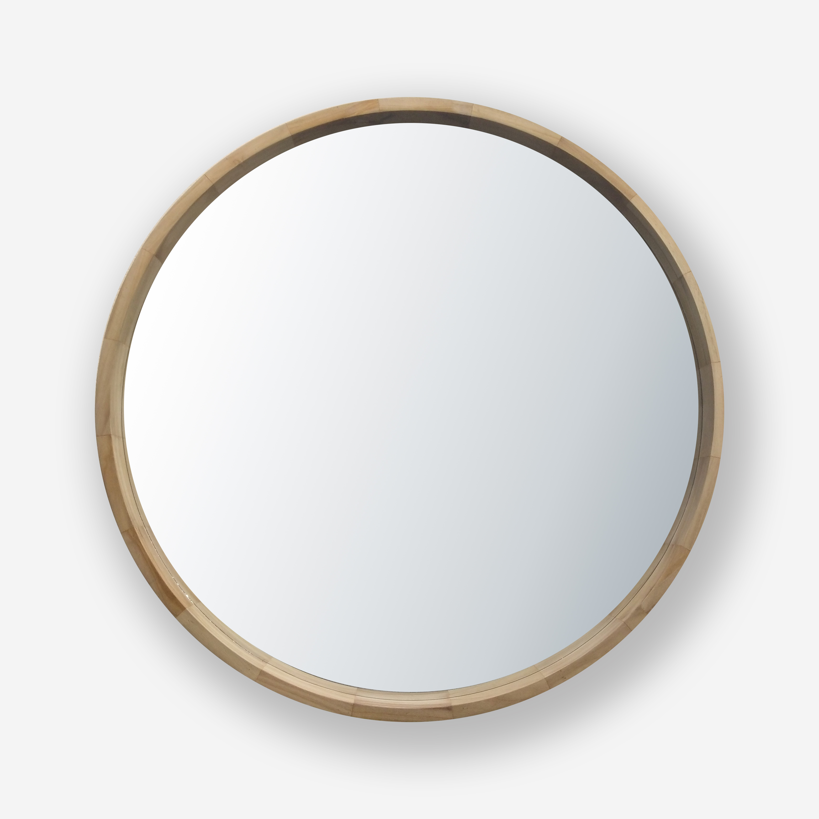 large round wood mirror